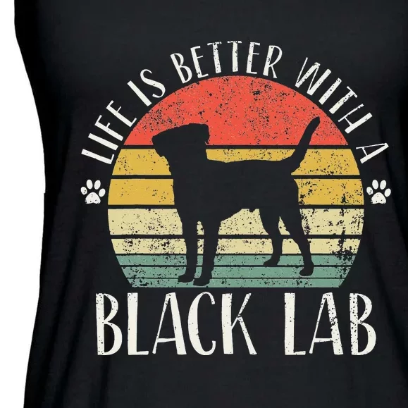 Life is Better with Labrador Retro Golden Black Lab Dad Mom Ladies Essential Flowy Tank