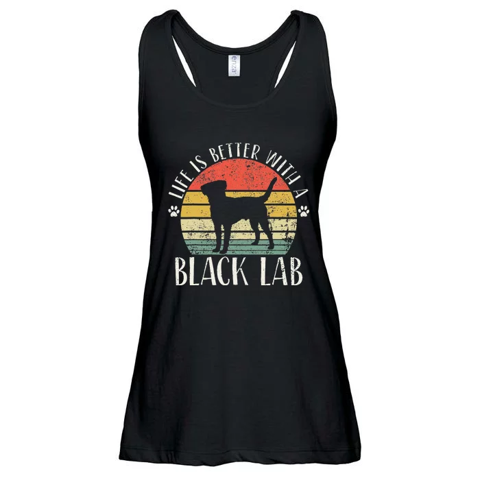 Life is Better with Labrador Retro Golden Black Lab Dad Mom Ladies Essential Flowy Tank