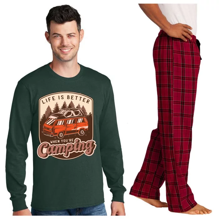 Life Is Better When You're Camping Vintage Long Sleeve Pajama Set