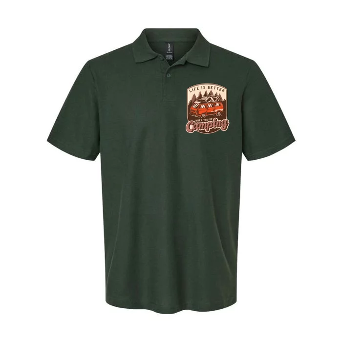 Life Is Better When You're Camping Vintage Softstyle Adult Sport Polo