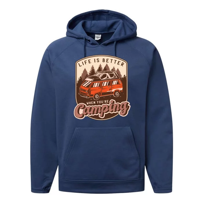 Life Is Better When You're Camping Vintage Performance Fleece Hoodie