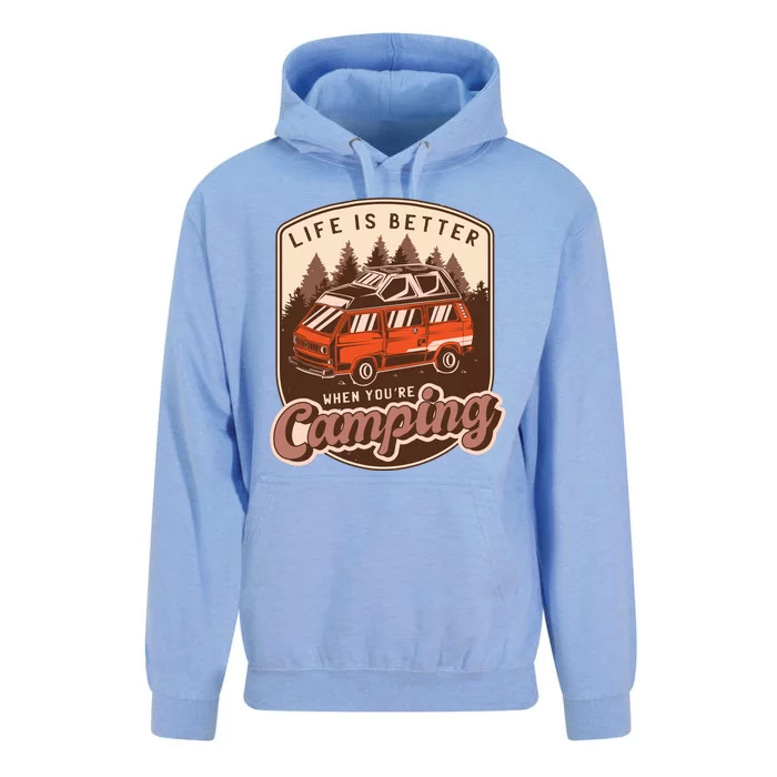 Life Is Better When You're Camping Vintage Unisex Surf Hoodie