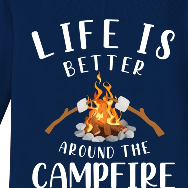 Life Is Better Around The Campfire Camping Accessories Gear Cute Gift Baby Long Sleeve Bodysuit