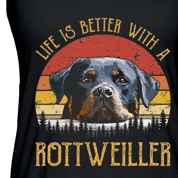 Life Is Better With A Rottweiler Dog Lover Gift Ladies Essential Flowy Tank