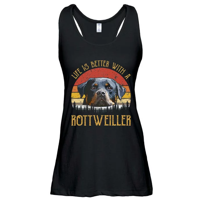 Life Is Better With A Rottweiler Dog Lover Gift Ladies Essential Flowy Tank