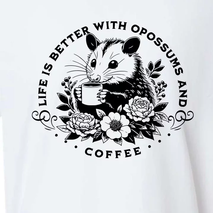 Life Is Better With Opossum And Coffee Sueded Cloud Jersey T-Shirt