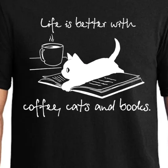 Life Is Better With Books Cats And Coffee Gift Pajama Set