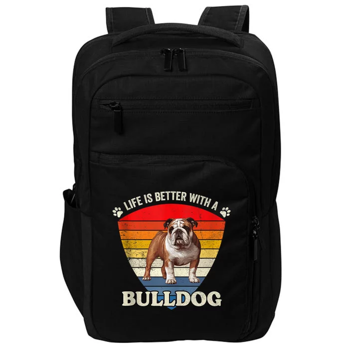 Life Is Better With A English Bulldog Retro Sunset Impact Tech Backpack