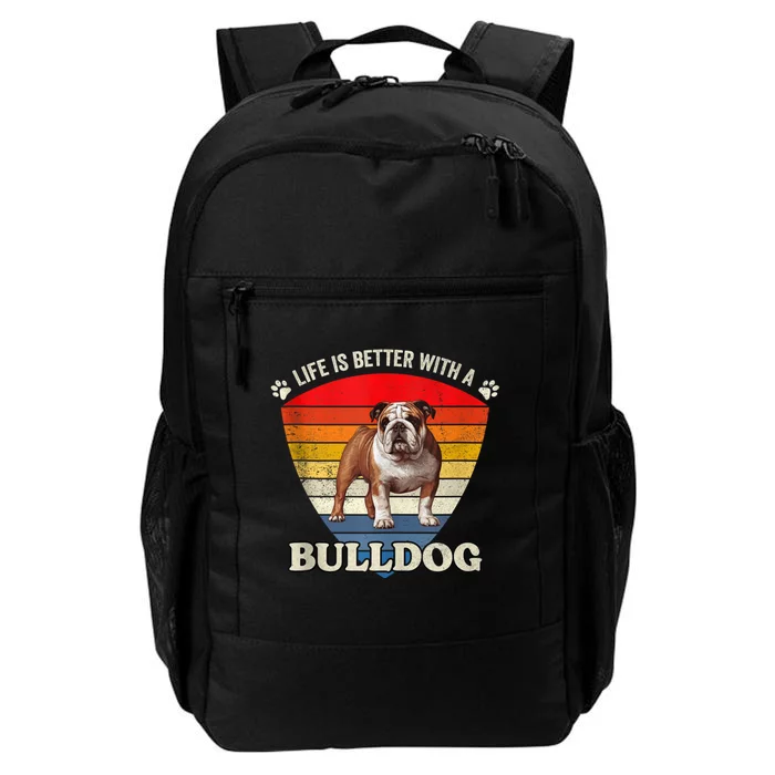 Life Is Better With A English Bulldog Retro Sunset Daily Commute Backpack