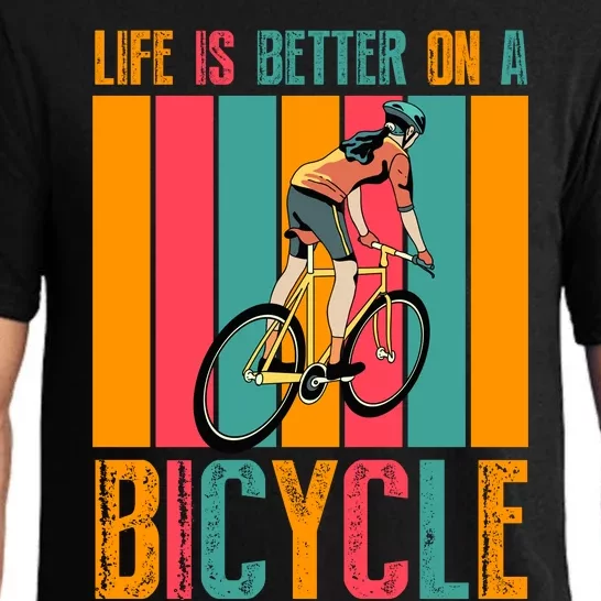 Life Is Better On A Bicycle Retro Biker Gift Biker Girl Cyclist Pajama Set