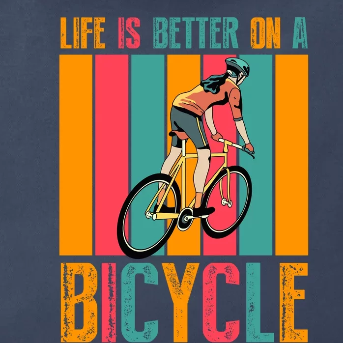 Life Is Better On A Bicycle Retro Biker Gift Biker Girl Cyclist Zip Tote Bag