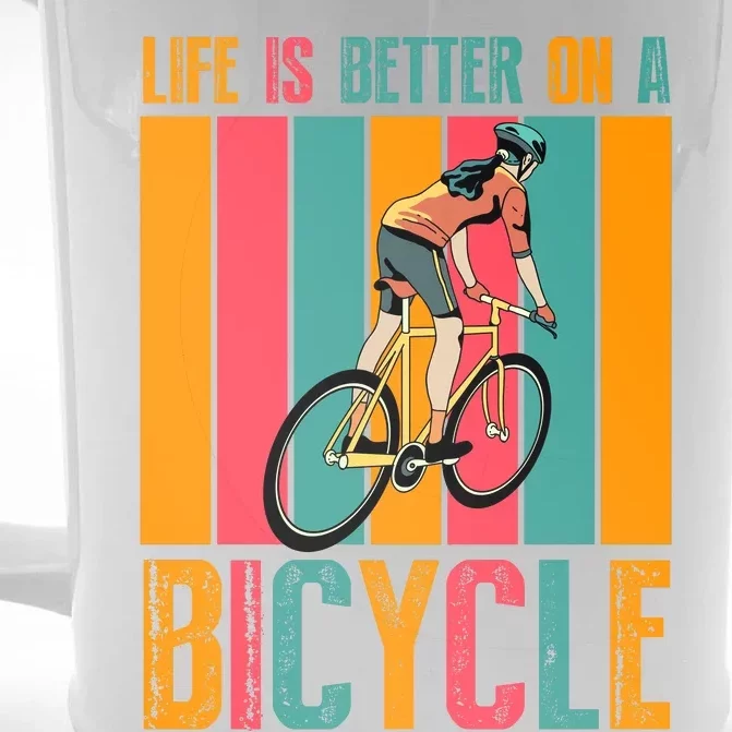 Life Is Better On A Bicycle Retro Biker Gift Biker Girl Cyclist Front & Back Beer Stein