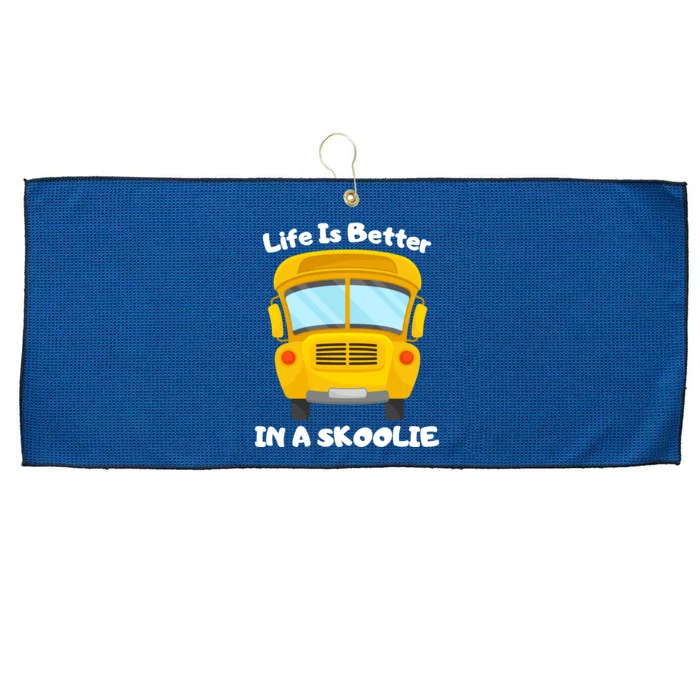 Life Is Better In A Skoolie Funny Skoolie Large Microfiber Waffle Golf Towel