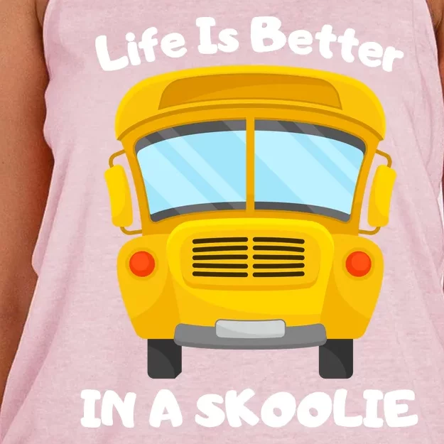 Life Is Better In A Skoolie Funny Skoolie Women's Knotted Racerback Tank