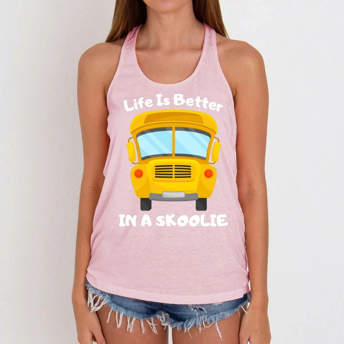 Life Is Better In A Skoolie Funny Skoolie Women's Knotted Racerback Tank