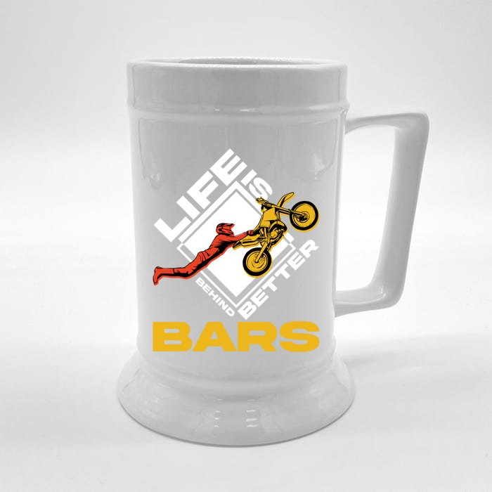 Life Is Better Behind Bars Motorcross Bike Dirt Motorcycle Meaningful Gift Front & Back Beer Stein