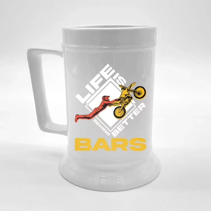 Life Is Better Behind Bars Motorcross Bike Dirt Motorcycle Meaningful Gift Front & Back Beer Stein