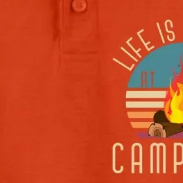 Life Is Better At The Campfire Funny Camper Retro Camping Gift Dry Zone Grid Performance Polo