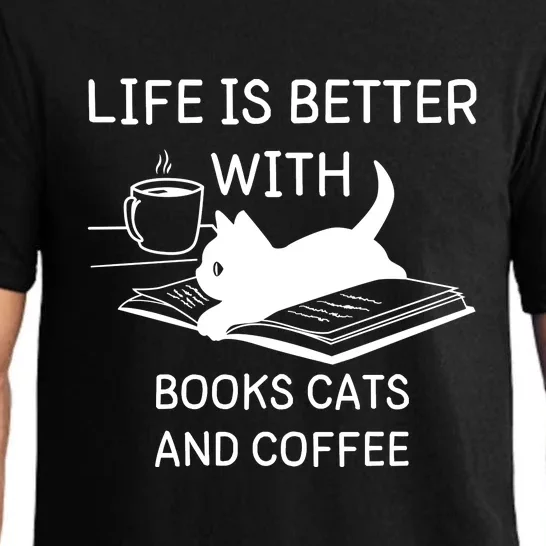 Life Is Better With Books Cats And Coffee Pajama Set