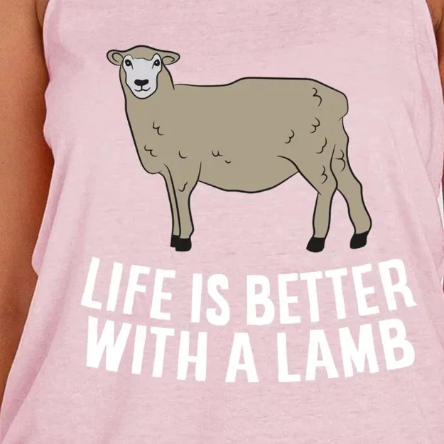 Life Is Better With A Lamb Cute Lamb Farmer Gift Women's Knotted Racerback Tank