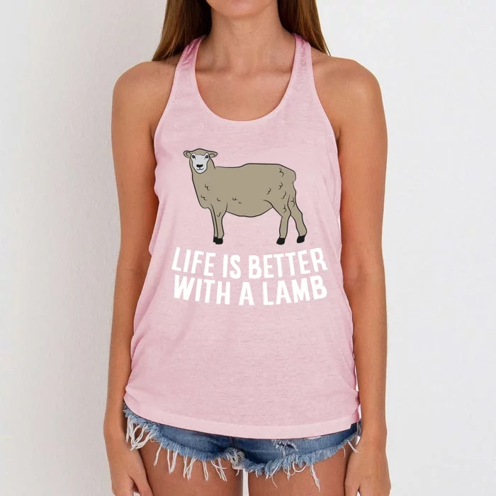 Life Is Better With A Lamb Cute Lamb Farmer Gift Women's Knotted Racerback Tank