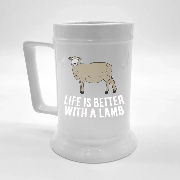 Life Is Better With A Lamb Cute Lamb Farmer Gift Front & Back Beer Stein