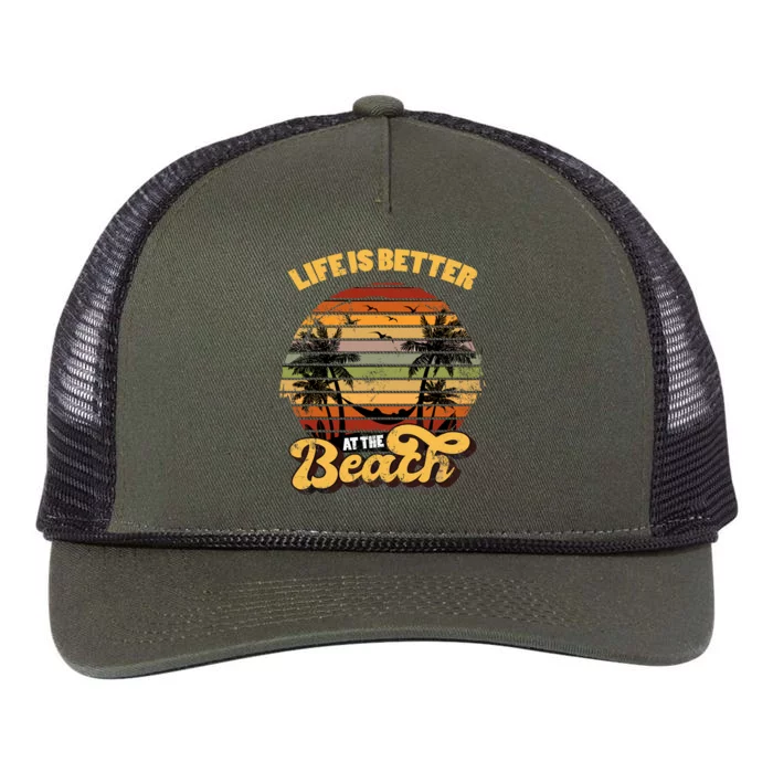 Life Is Better At The Beach Vacation Retro Rope Trucker Hat Cap