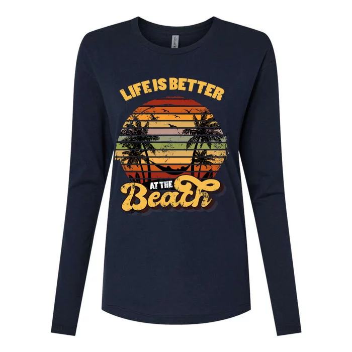 Life Is Better At The Beach Vacation Womens Cotton Relaxed Long Sleeve T-Shirt