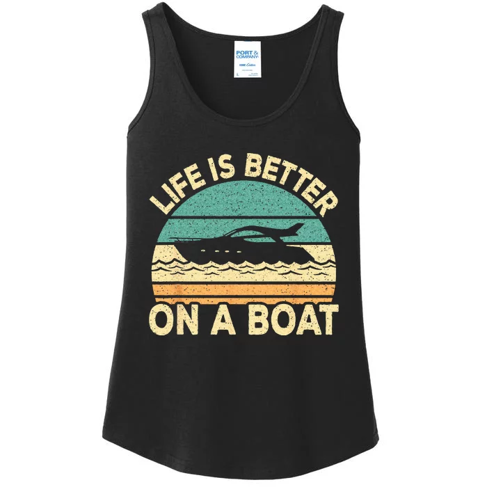 Life Is Better On A Boat Funny Retro Boating Captain Ladies Essential Tank