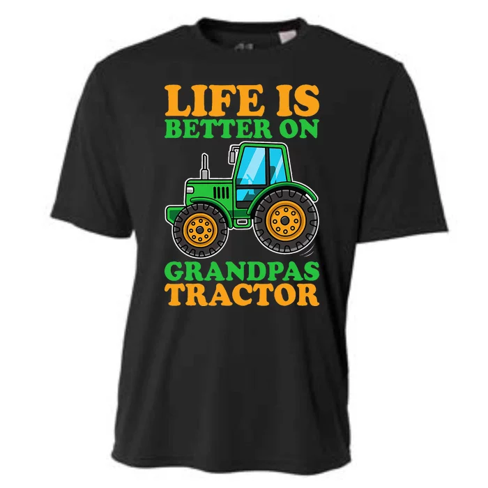 Life Is Better On Grandpas Tractor Farm Tractors Farmer Cooling Performance Crew T-Shirt