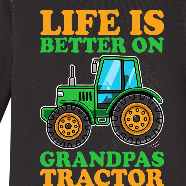 Life Is Better On Grandpas Tractor Farm Tractors Farmer Baby Long Sleeve Bodysuit