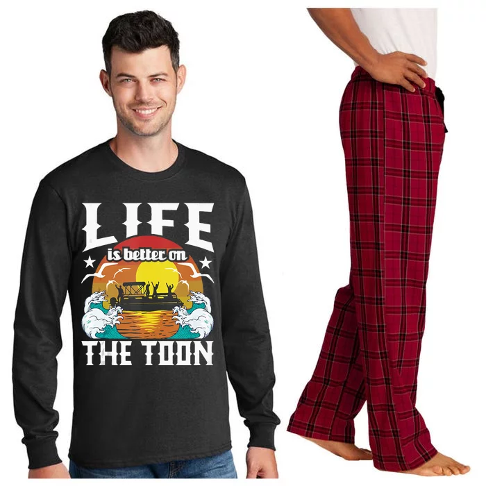 Life Is Better On The Toon Funny Pontoon Boat Pontooning Long Sleeve Pajama Set