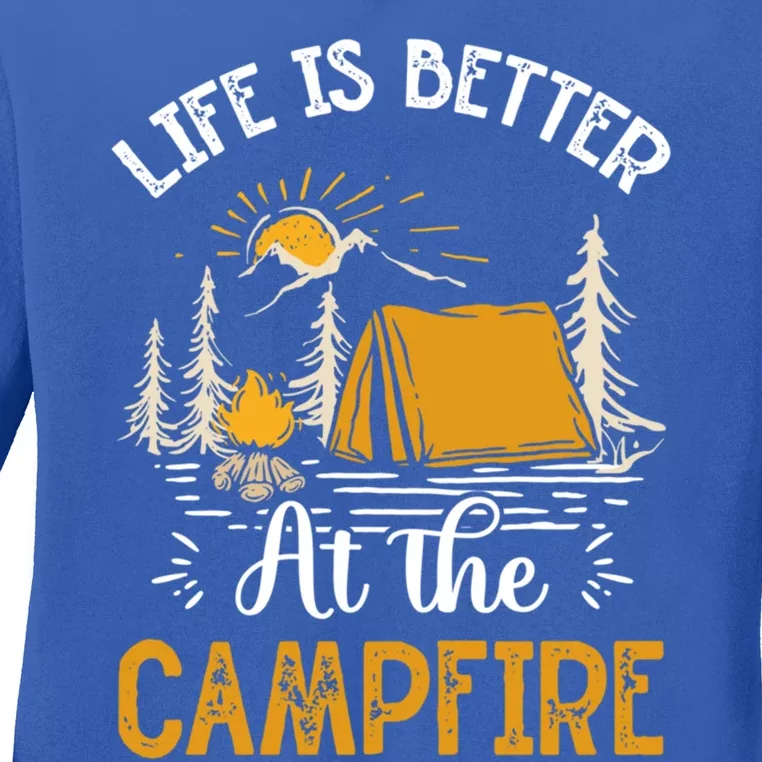 Life Is Better At The Campfire Meaningful Gift Ladies Long Sleeve Shirt