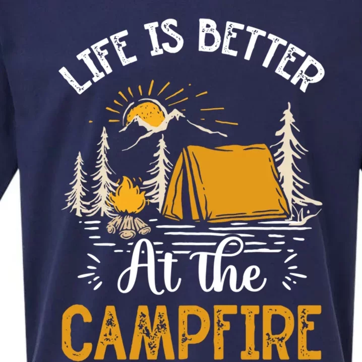 Life Is Better At The Campfire Meaningful Gift Sueded Cloud Jersey T-Shirt