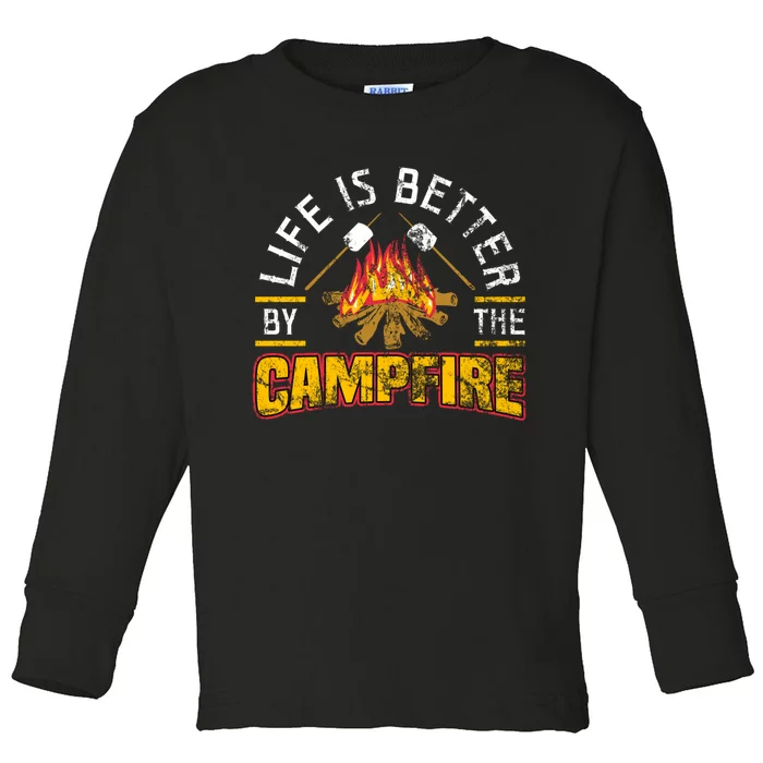 LIFE IS BETTER BY THE CAMPFIRE hoodie Toddler Long Sleeve Shirt