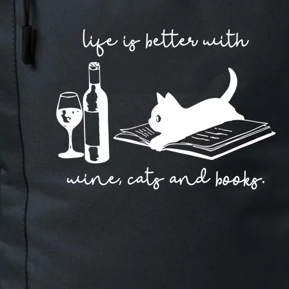 Life Is Better With Wine Cats And Books Black Cat Funny Gift Daily Commute Backpack