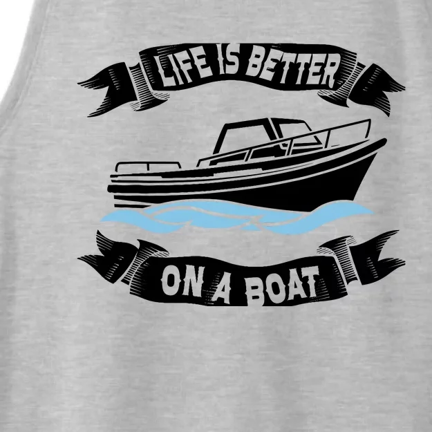 Life Is Better On A Boat Gift For Boating Captain Ladies Tri-Blend Wicking Tank