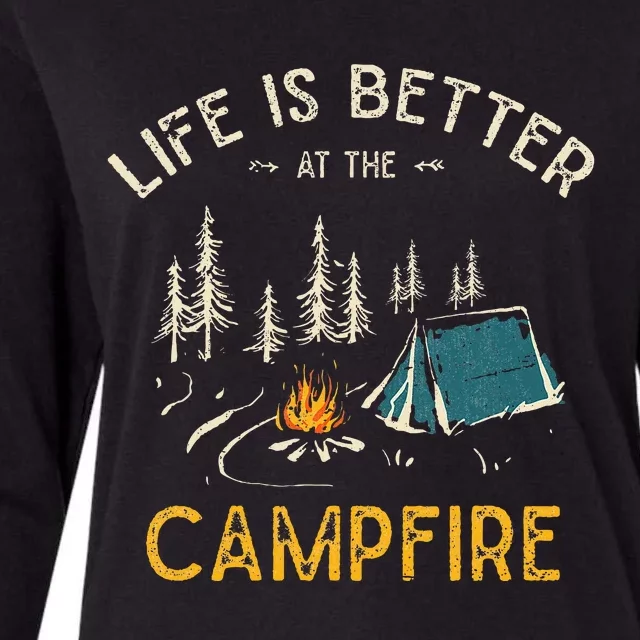 Life Is Better At The Campfire Funny Camper Camp Camping Womens Cotton Relaxed Long Sleeve T-Shirt