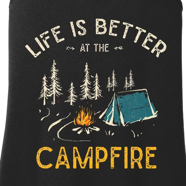 Life Is Better At The Campfire Funny Camper Camp Camping Ladies Essential Tank