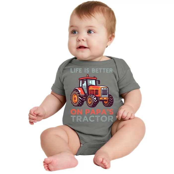 Life Is Better On Papa’S Tractor Gift Baby Bodysuit