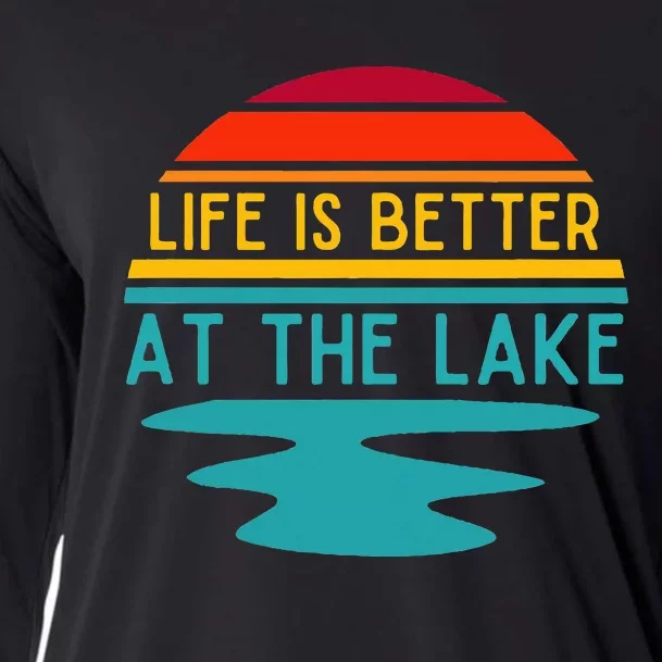 Life Is Better At The Lake Life Bum Lake Lover Pontoon Cooling Performance Long Sleeve Crew