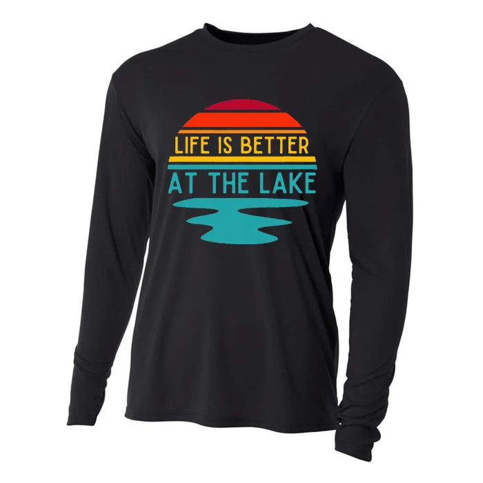 Life Is Better At The Lake Life Bum Lake Lover Pontoon Cooling Performance Long Sleeve Crew