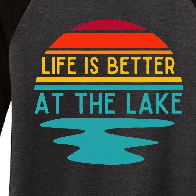 Life Is Better At The Lake Life Bum Lake Lover Pontoon Women's Tri-Blend 3/4-Sleeve Raglan Shirt