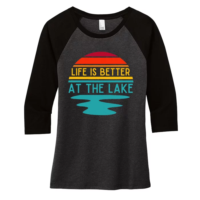 Life Is Better At The Lake Life Bum Lake Lover Pontoon Women's Tri-Blend 3/4-Sleeve Raglan Shirt