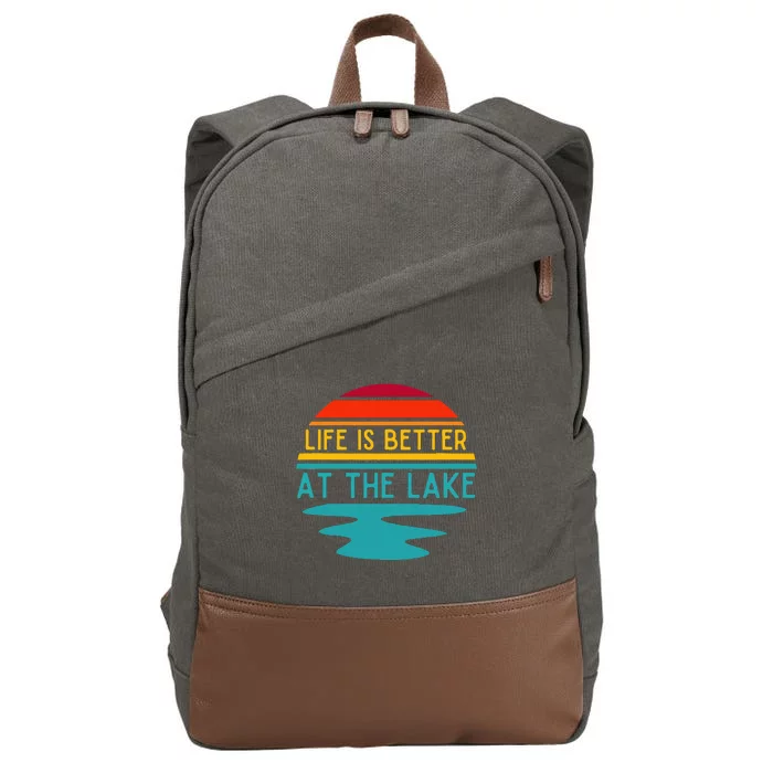 Life Is Better At The Lake Life Bum Lake Lover Pontoon Cotton Canvas Backpack