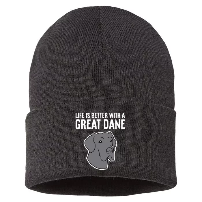 Life Is Better With A Great Dane Dog Sustainable Knit Beanie