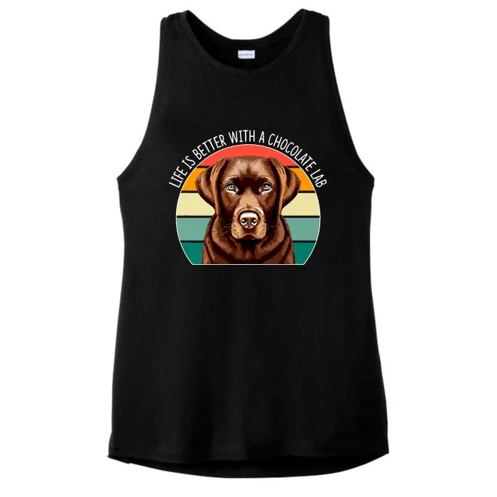 Life Is Better With A Chocolate Lab Ladies Tri-Blend Wicking Tank