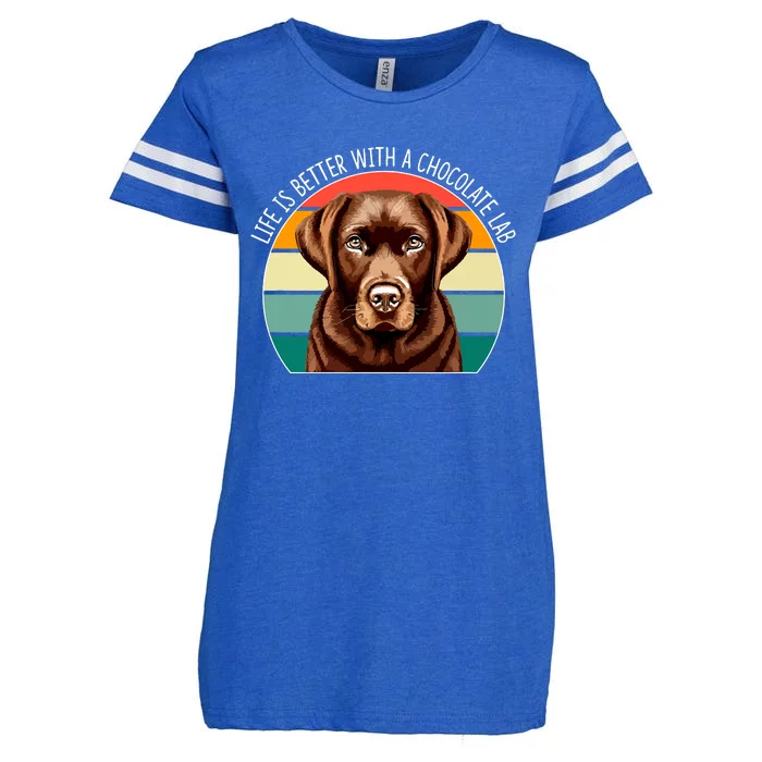 Life Is Better With A Chocolate Lab Enza Ladies Jersey Football T-Shirt