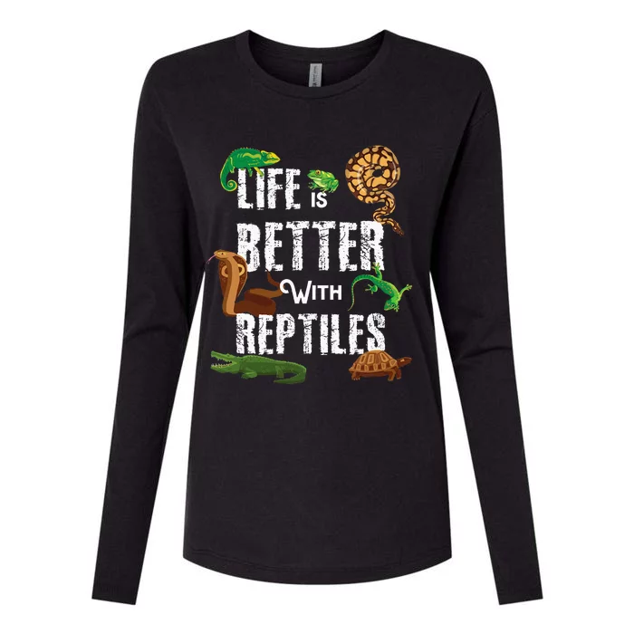 Life Is Better With Reptiles Lizard Reptile Pet Lover Womens Cotton Relaxed Long Sleeve T-Shirt