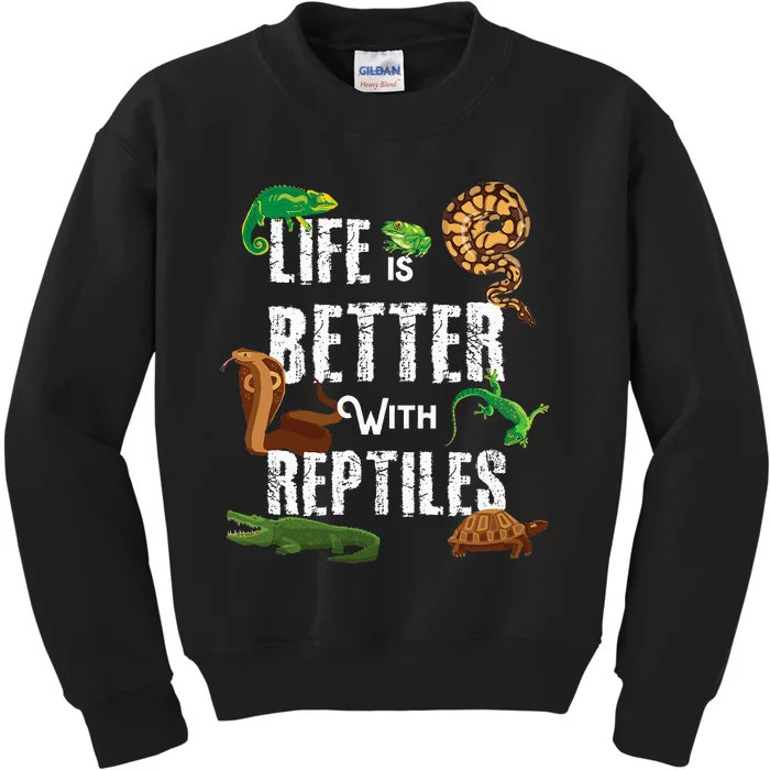 Life Is Better With Reptiles Lizard Reptile Pet Lover Kids Sweatshirt